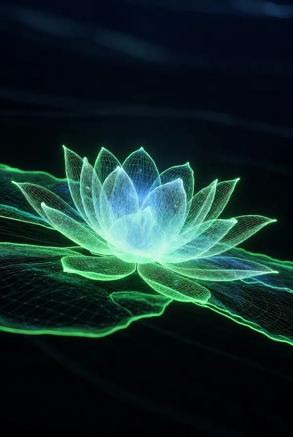 Glowing digital lotus for 4-7-8 breathing technique